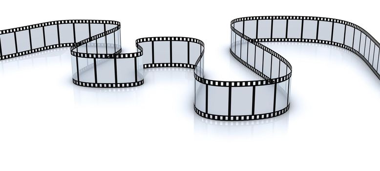 twisted blank film for a camera on a white background. 3d render.