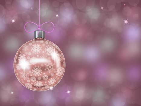 Christmas ball with snowflakes on abstract blurred background. 3c d render.