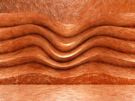 Abstract background, copper-colored wall. 3d rendering.
