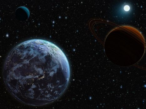 A view of the earth from space. 3d rendering.Elements of this image are furnished by NASA