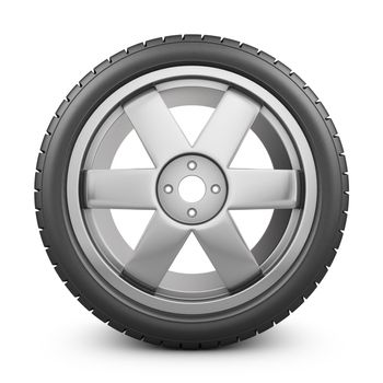 Modern wheel on a white background. 3d rendering.