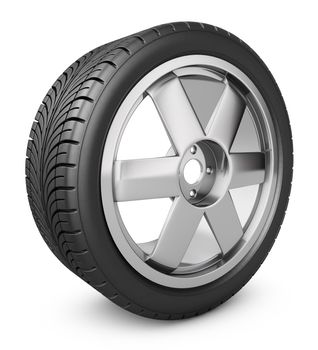 Modern wheel on a white background. 3d rendering.