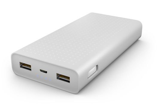 Power bank on a white background.3d rendering.