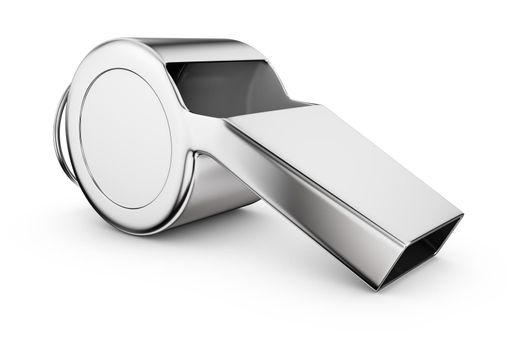 Referee whistle on a white background. 3D rendering