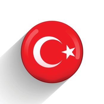 Glass light ball with flag of Turkey. Round sphere, template icon. Turkish national symbol. Glossy realistic ball, 3D abstract vector illustration highlighted on a white background. Big bubble.