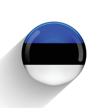 Glass light ball with flag of Estonia. Round sphere, template icon. Estonian national symbol. Glossy realistic ball, 3D abstract vector illustration highlighted on a white background. Big bubble.