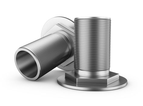 Two branch pipes with thread on a white background. 3d rendering.