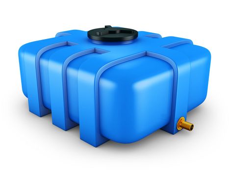 The water tank is blue. 3d rendering.