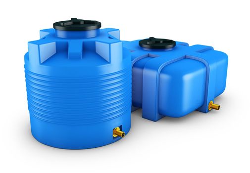 Containers for water of different shapes. 3d rendering.