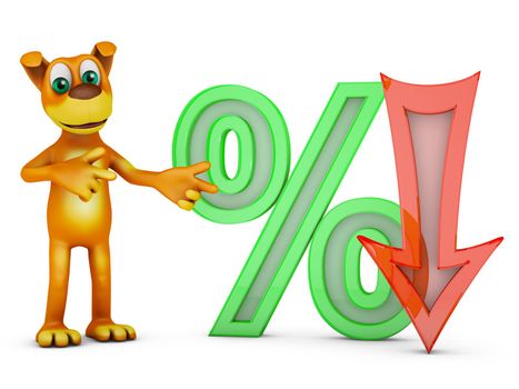 dog paw points on a volume percent figure. 3D rendering