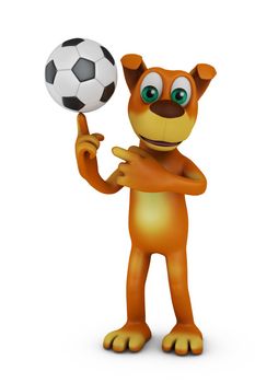 dog holds the ball for the game of football. 3d render.