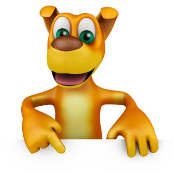 The dog is pointing down. 3d render.