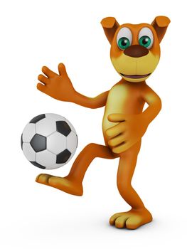 dog playing Ball in football. 3d render.