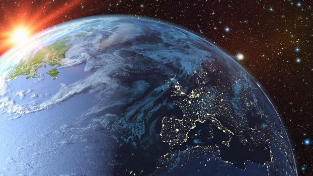 A view of the earth from space. 3d rendering.Elements of this image are furnished by NASA