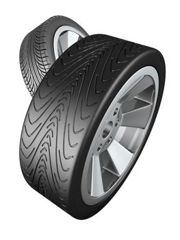 High tech airless wheels in the form of cells. 3D render.