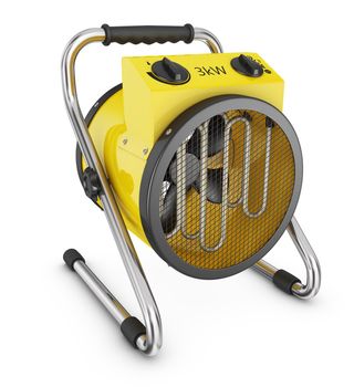Industrial heat fan on a white background. 3d rendering.