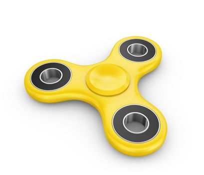 Spinner of yellow color on a white background. 3d rendering.