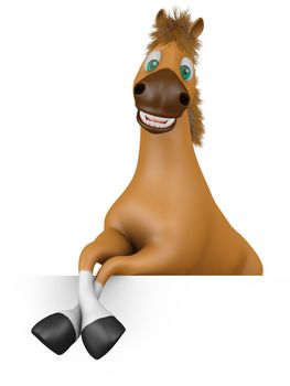 Cheerful horse on a white background. 3d rendering.