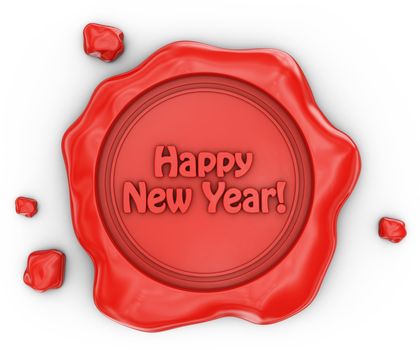 Wax seal with the inscription Happy New Year. 3d rendering.