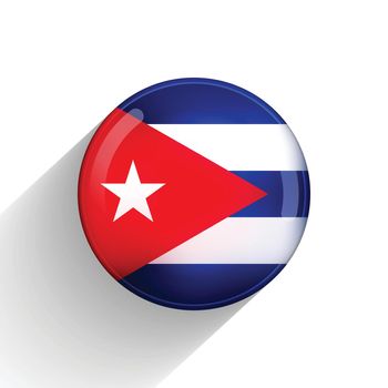 Glass light ball with flag of Cuba. Round sphere, template icon. Cuban national symbol. Glossy realistic ball, 3D abstract vector illustration highlighted on a white background. Big bubble.