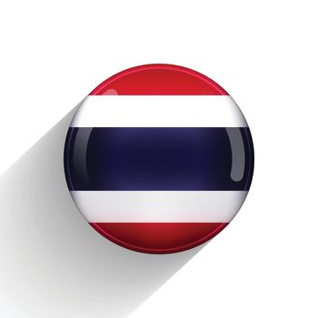 Glass light ball with flag of Thailand. Round sphere, template icon. National symbol. Glossy realistic ball, 3D abstract vector illustration highlighted on a white background. Big bubble.