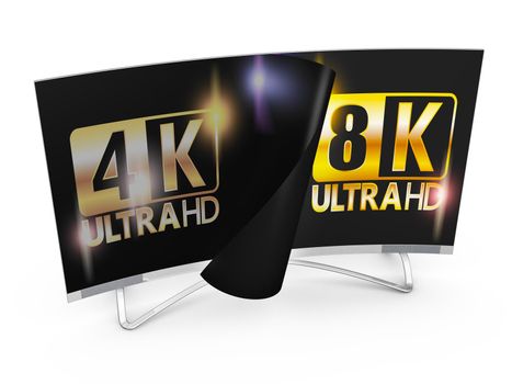 modern TV with 4k and 8K Ultra HD inscription on the screen