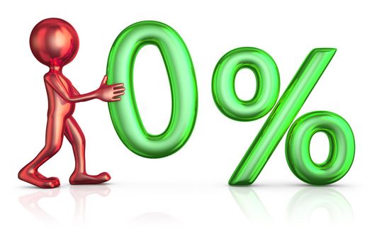 red man holding a figure of zero percent