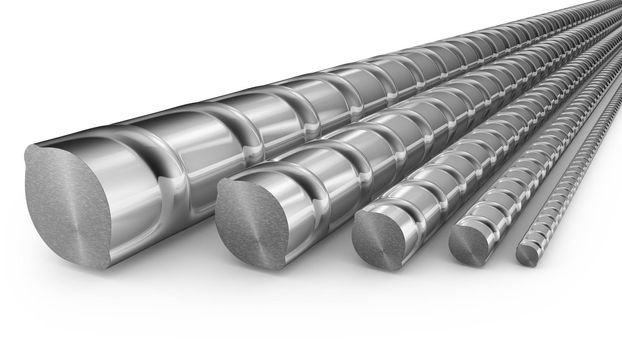 The metal reinforcements close up, 3d render