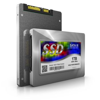ssd hard drives on a white background