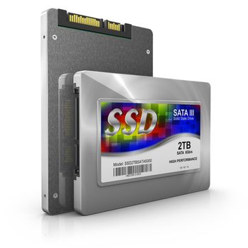 ssd hard drives on a white background