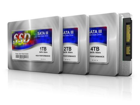 ssd hard drives on a white background