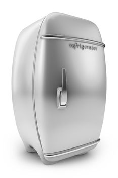 swollen retro a refrigerator on white background