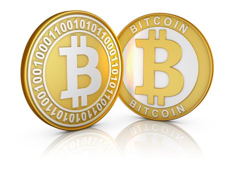 Bitcoins on a white background, 3d render