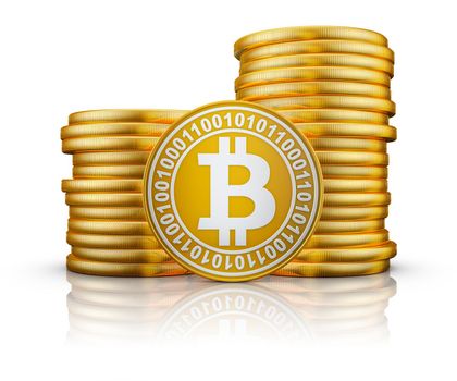 Bitcoins on a white background, 3d render
