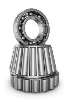 Various bearings on a white background. 3D render.