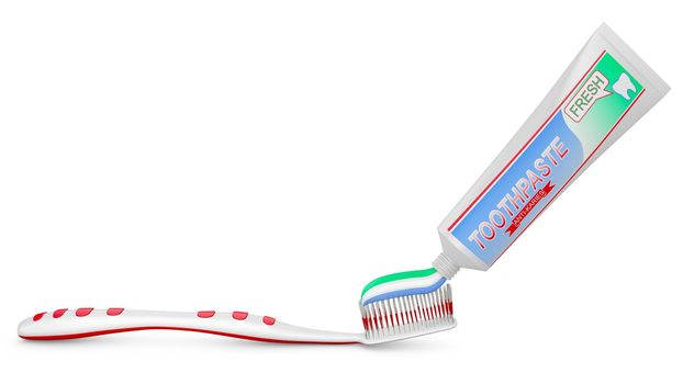 toothbrushes near the a tube of toothpaste.