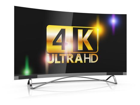 modern TV with 4K Ultra HD inscription on the screen