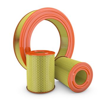 Air filter for a car on a white background
