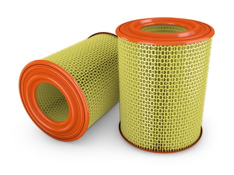 Air filter for a car on a white background