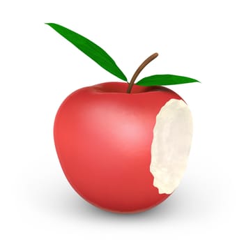 bitten off a red apple 3d render