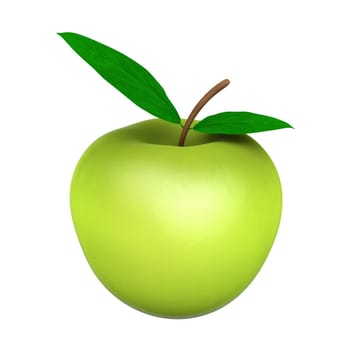 a green apple on a white background 3d render