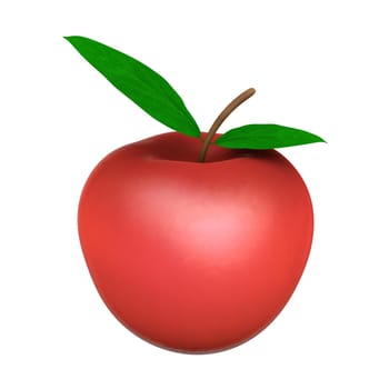 a red apple on a white background 3d render