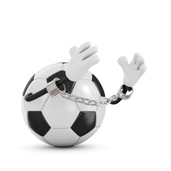 Ball for football in handcuffs with a chain