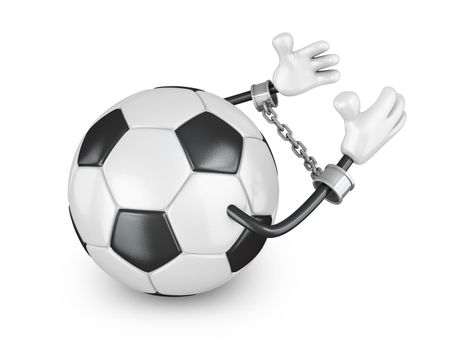 Ball for football in handcuffs with a chain