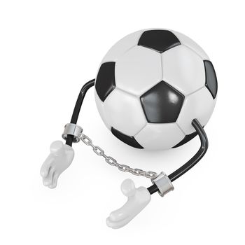 Ball for football in handcuffs with a chain