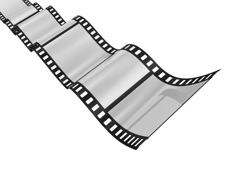 twisted blank film for a camera on a white background
