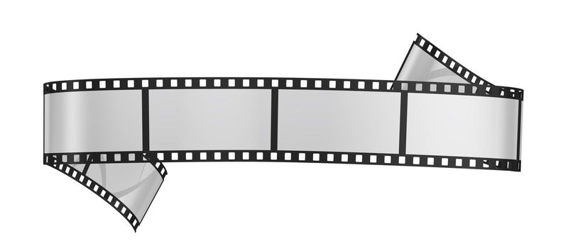twisted blank film for a camera on a white background