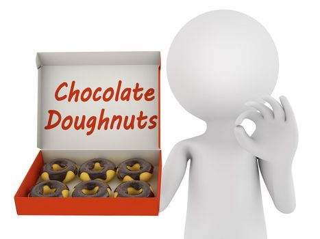 man holding an open box of chocolate donuts