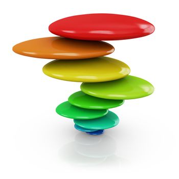 colored stones Zen balance on a white background