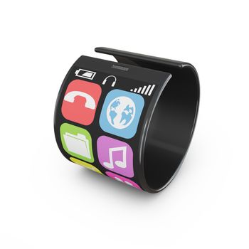 modern flexible touchscreen smartphone which strongly twisted